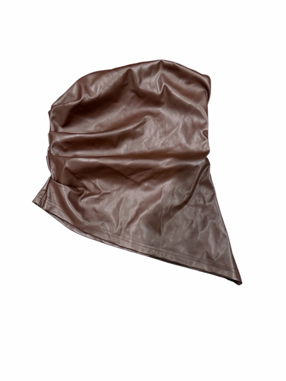 SHEIBrown Faux Leather Asymmetric Slip Skirt